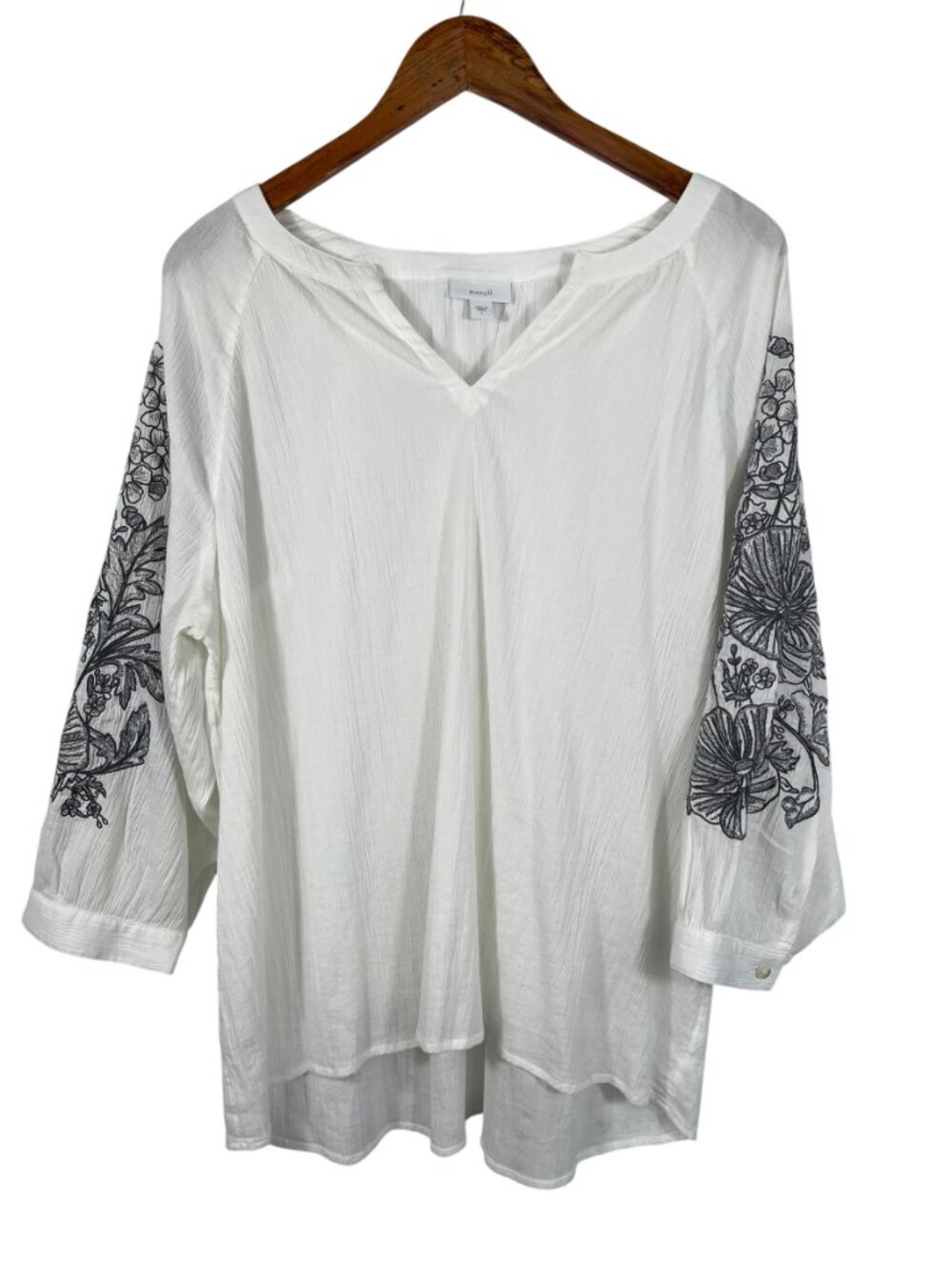 Pure Jill White Embroidered Cotton Gauze Boho Tunic Top L NWOT - Picture 11 of 11